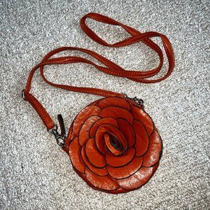 Cute Orange Faux Leather Small Purse with Adjustable Strap